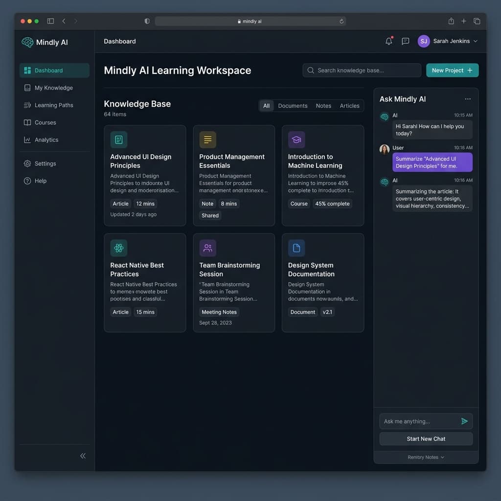 Mindly (AI Learning Workspace)